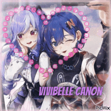 a picture of two anime girls with the name vivibelle canon at the top
