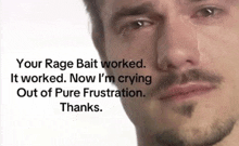 a man is crying with tears running down his face