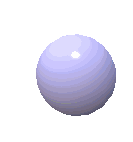 a purple sphere is sitting on a white surface .