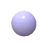 a purple sphere is sitting on a white surface .