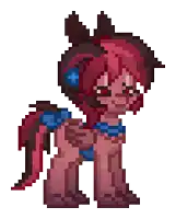 a pixel art of a pony wearing headphones