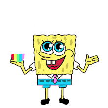 sponge bob square pants smile rainbow amazed