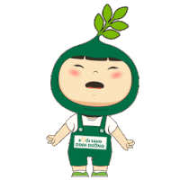 a cartoon character with a sign that says boi sang dinh duong