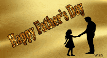 a greeting card for father 's day with a silhouette of a man and a little girl