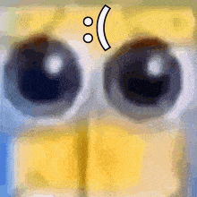 a close up of a cartoon face with a smiley face on it