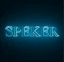 the word speker is glowing in the dark on a dark background