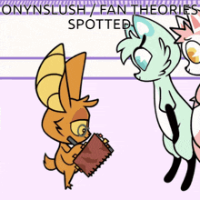 onynslush fan theories spotted is written on the bottom of a cartoon