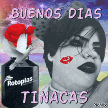 a picture of a woman and a bottle of rotoplas perfume
