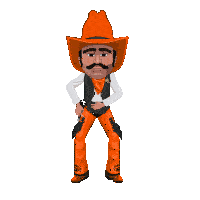 a cartoon of a cowboy wearing a cowboy hat
