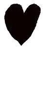 a black heart on a white background with tiny red hearts coming out of it