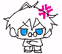 a pixel art drawing of a person with blue eyes and a pink flower in their hair