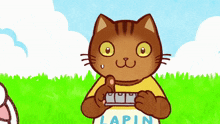 a cartoon cat wearing a shirt that says lapin