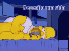 Homer Simpson Está Tirado En La Cama Deprimido Mirando La Tele GIF - Homero Solitario Soledad GIFs