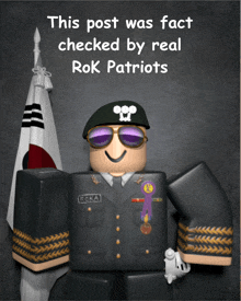 a toy soldier with rok patriots on his uniform
