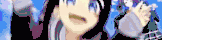 a blurry picture of a anime girl with a blue sky in the background .