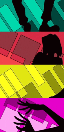 a silhouette of a person 's feet and a silhouette of a woman 's hands