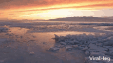 sunset viralhog ice glacier