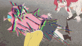 a colorful drawing of a person with the number 7 on their butt