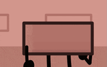 a cartoon drawing of a rectangle with arms and legs holding music notes