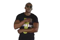 a man wearing sunglasses and a shirt that says amsterdam on it