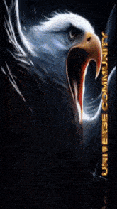 a painting of an eagle with the words universe community written below it