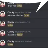 a screenshot of a conversation between clocky and a girl named clocky