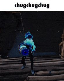 chugchugchug is written above a person holding a bucket