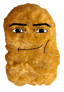 a chicken nugget has a face drawn on it