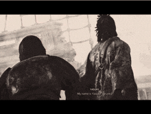 a black and white photo of a man with the name yasuke