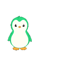 two green penguins are standing next to each other
