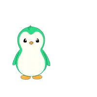 two green penguins are standing next to each other