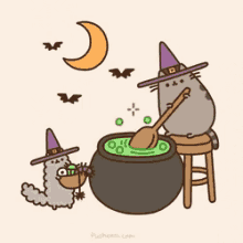 pusheen halloween cats witch