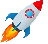 an illustration of a rocket with a blue circle in the center