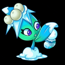 a cartoon drawing of a plant with a flower on it
