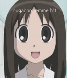 a picture of a girl with the words rugaboo lemme hit written below her