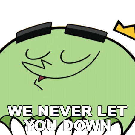 We Never Let You Down Cosmo Sticker - We Never Let You Down Cosmo Fairly Odd Baby Stickers