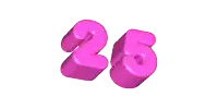 a 3d rendering of the number 25 in pink on a white background