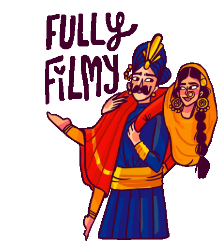 Jahangir With Noor On His Back With Caption 'Fully Filmy' In English. Sticker - Royal Affair Love You Fully Filmy Stickers