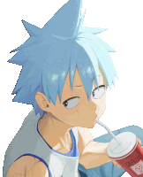 a cartoon character drinking from a red cup that says death