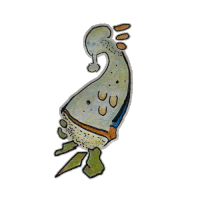 a cartoon drawing of a creature with a long neck