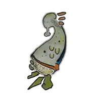 a cartoon drawing of a creature with a long neck