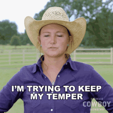 Im Trying To Keep My Temper Under Control Katey Jo Gordon GIF - Im Trying To Keep My Temper Under Control Katey Jo Gordon Ultimate Cowboy Showdown GIFs