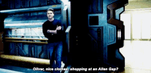 oliver queen nice clothes shopping at an allen gap