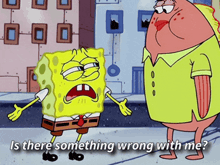 a cartoon of spongebob and patrick saying something wrong