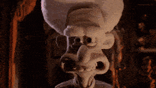 a close up of a cartoon character 's face with a big nose