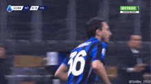 a soccer player wearing the number 36 jersey