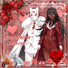 a good firefox morning greeting card with a man and a woman