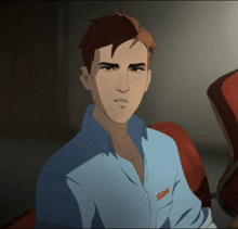 a man in a blue shirt with the word snw on the front