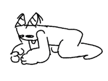 a black and white drawing of a cartoon character laying on its back .