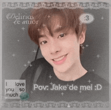 a picture of a young man with the words " love you so much " on it
